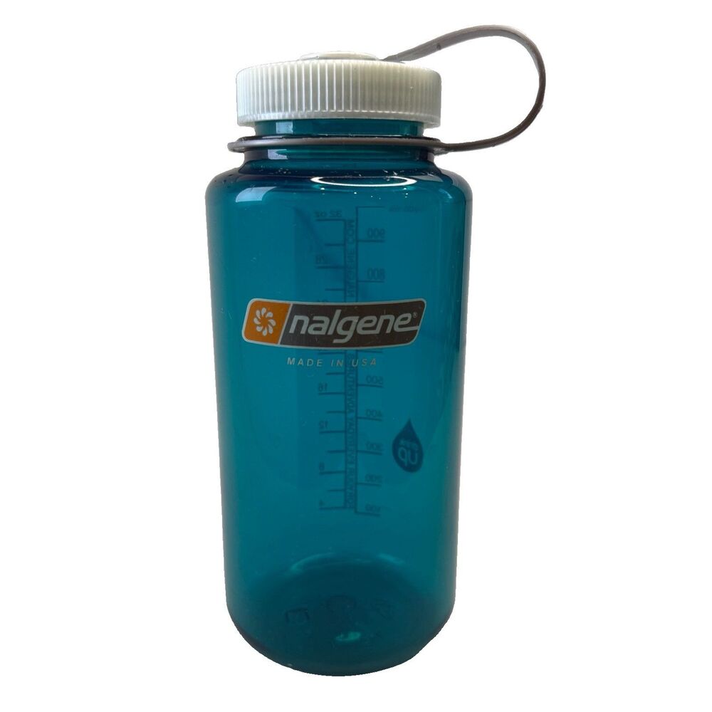 Nalgene 32oz Wide-Mouth Water Bottle Turquoise Blue Green BPA Free USA EUC